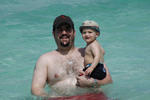 in ocean with dad