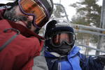 dad and jack on ski lift - self portrait